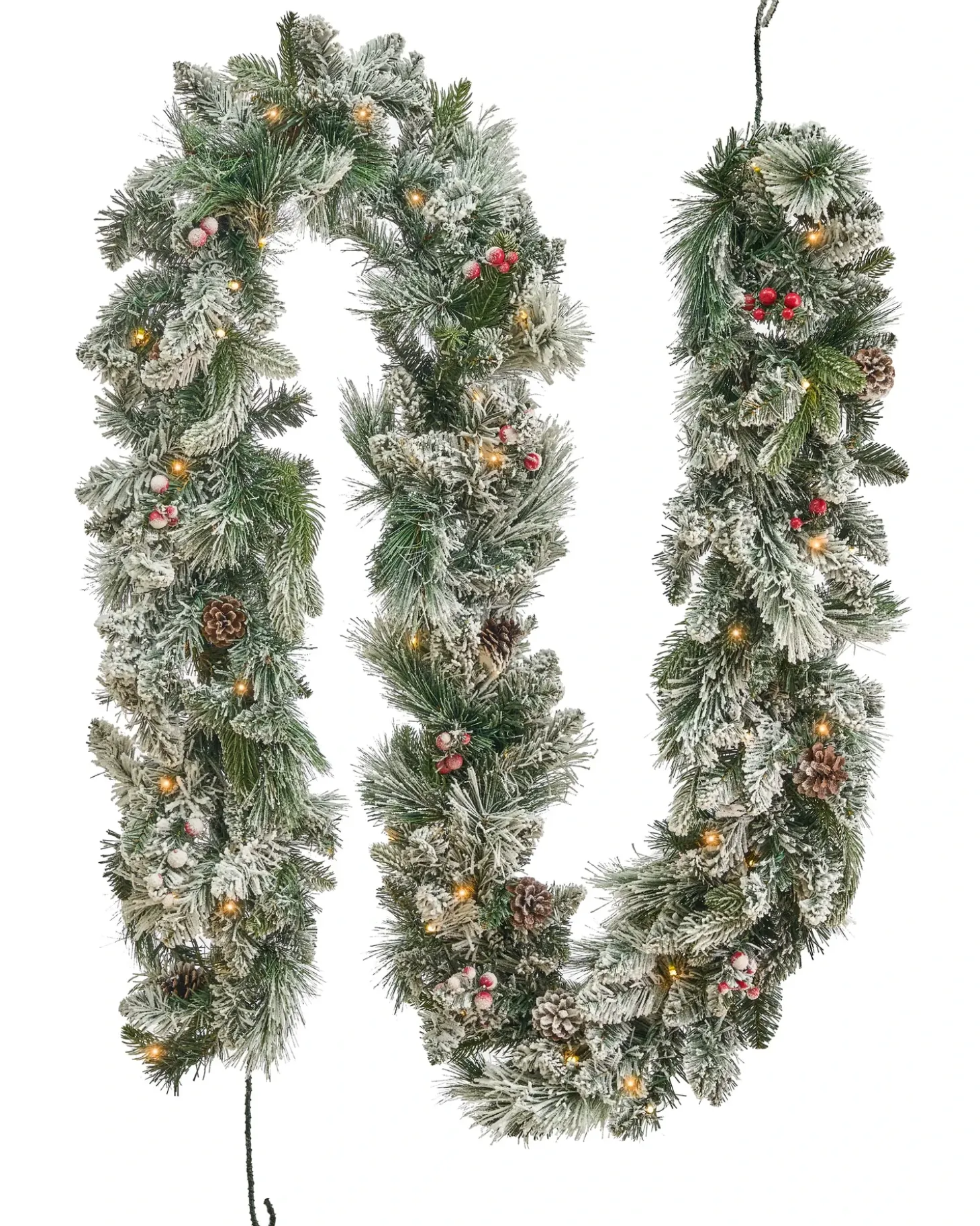 Sneklædt juleguirlande LED WHITEHORN 270 cm Hvid