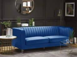 Sofa 3 personers ARVIKA Velour Navy Blå