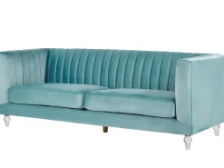 Sofa 3 personers ARVIKA Velour Himmelblå