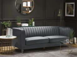 Sofa 3 personers ARVIKA Velour Mørkegrå