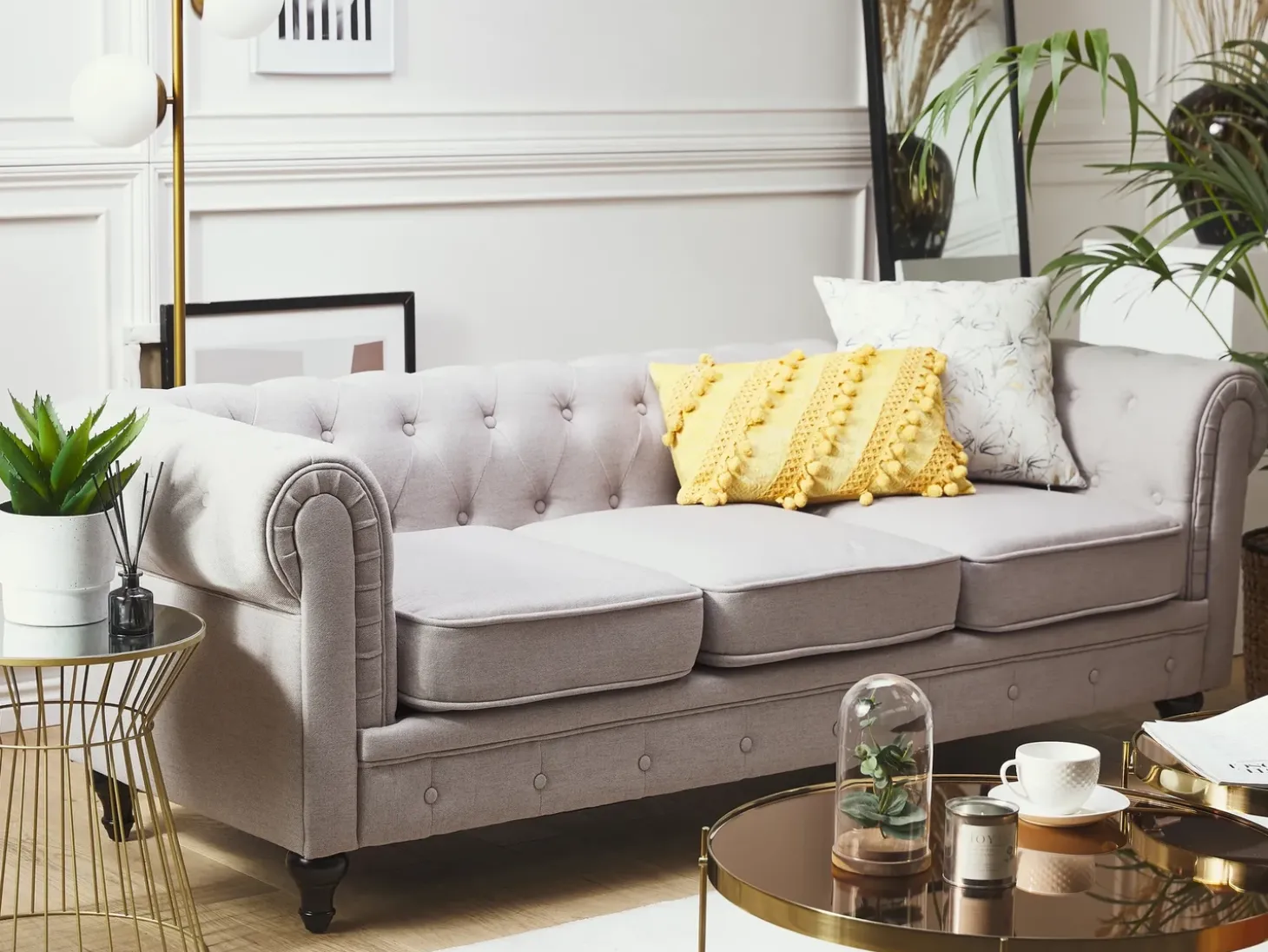 Sofa 3 personers CHESTERFIELD Lysegrå