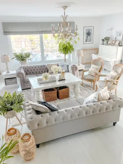 Sofa 3 personers CHESTERFIELD Lysegrå