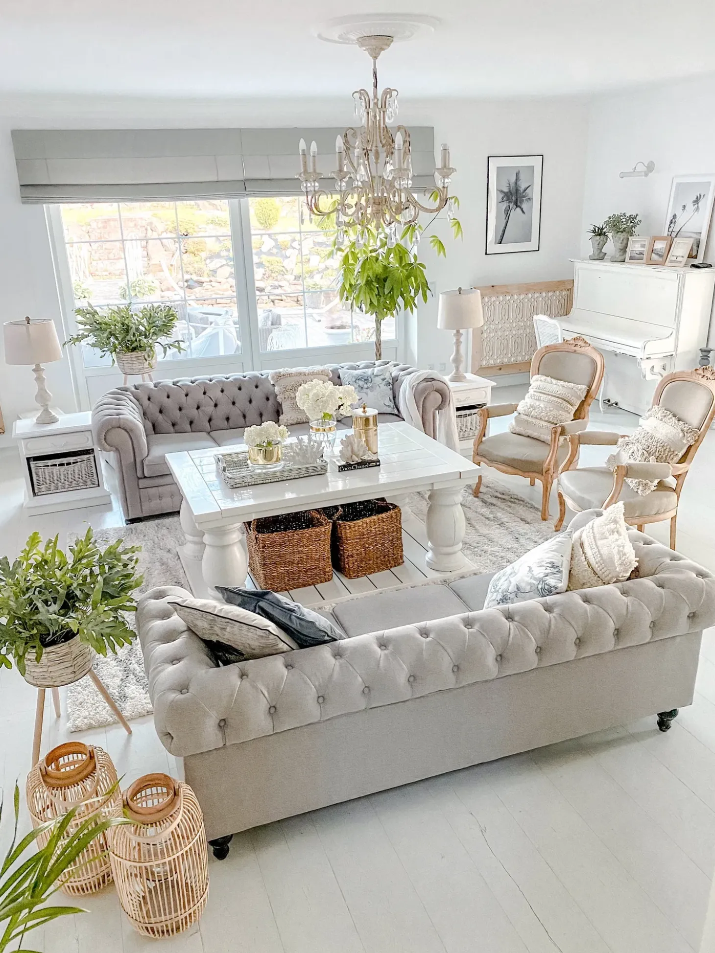 Sofa 3 personers CHESTERFIELD Lysegrå