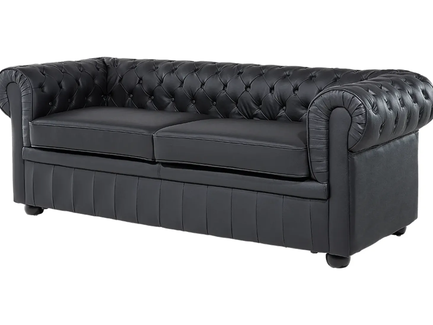 Sofa 3 personers CHESTERFIELD Ægte læder Sort