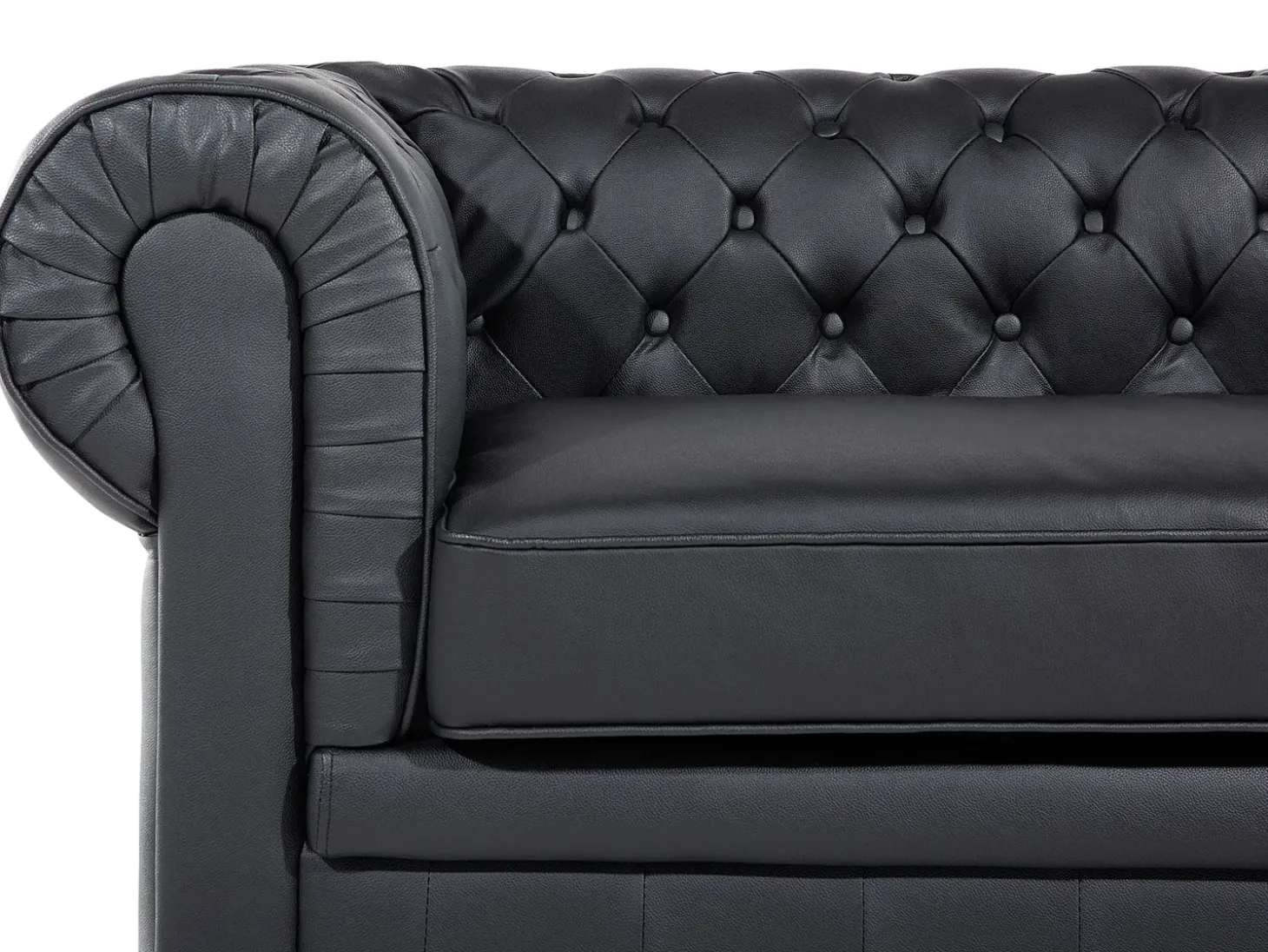 Sofa 3 personers CHESTERFIELD Ægte læder Sort