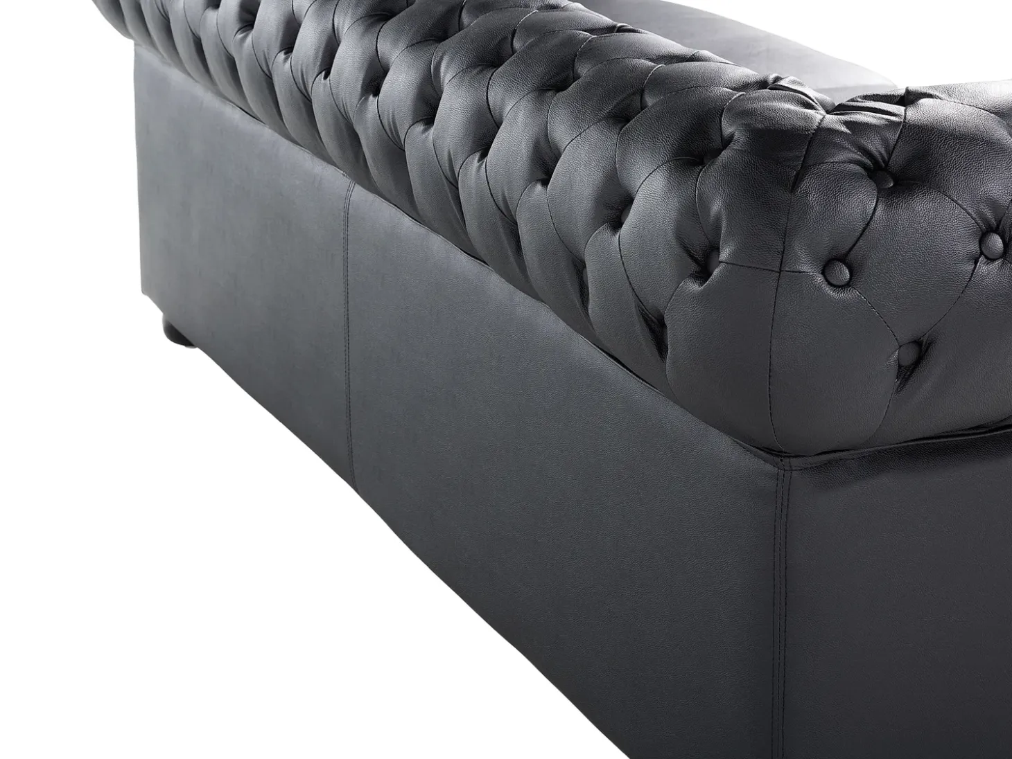 Sofa 3 personers CHESTERFIELD Ægte læder Sort