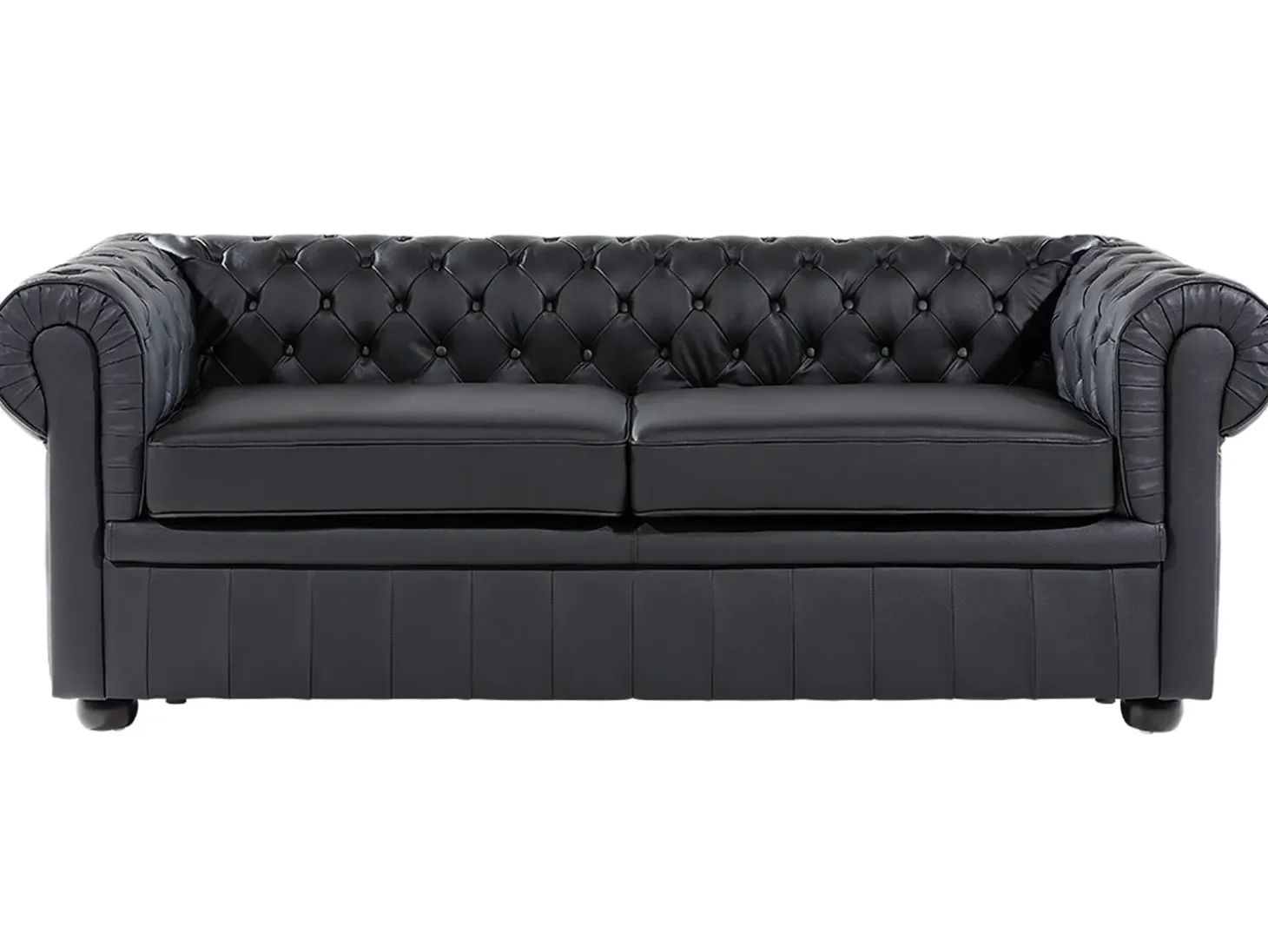 Sofa 3 personers CHESTERFIELD Ægte læder Sort