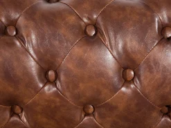 Sofa 3 personers CHESTERFIELD Kunstlæder Guldbrun