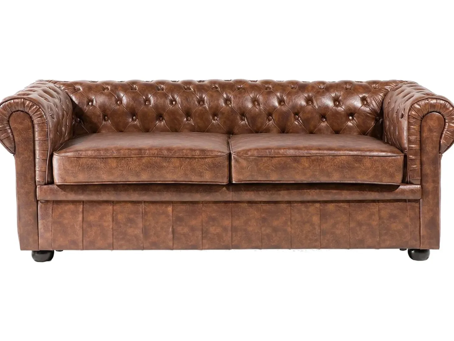 Sofa 3 personers CHESTERFIELD Kunstlæder Guldbrun