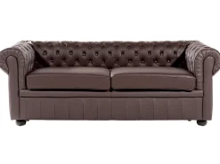 Sofa 3 personers CHESTERFIELD Ægte læder Brun