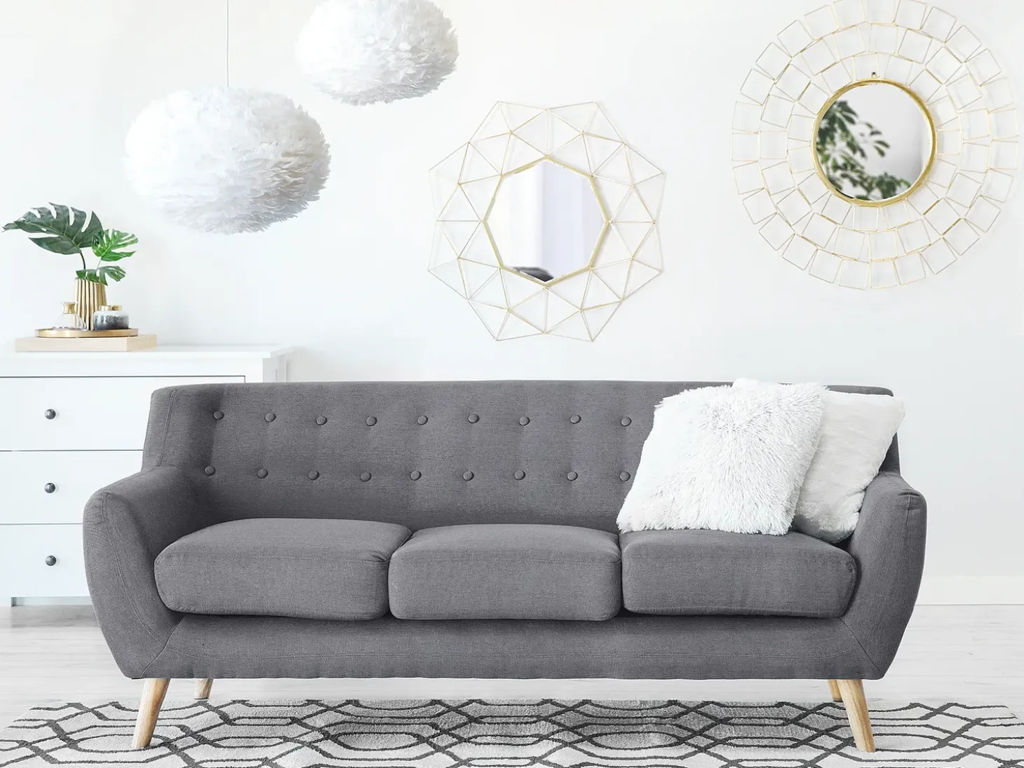 Sofa 3 personers MOTALA Lysegrå