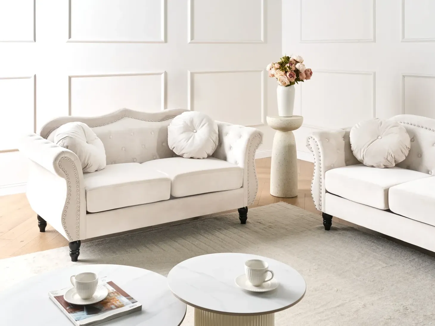 Sofa 2 personers SKIEN Velour Lys Beige