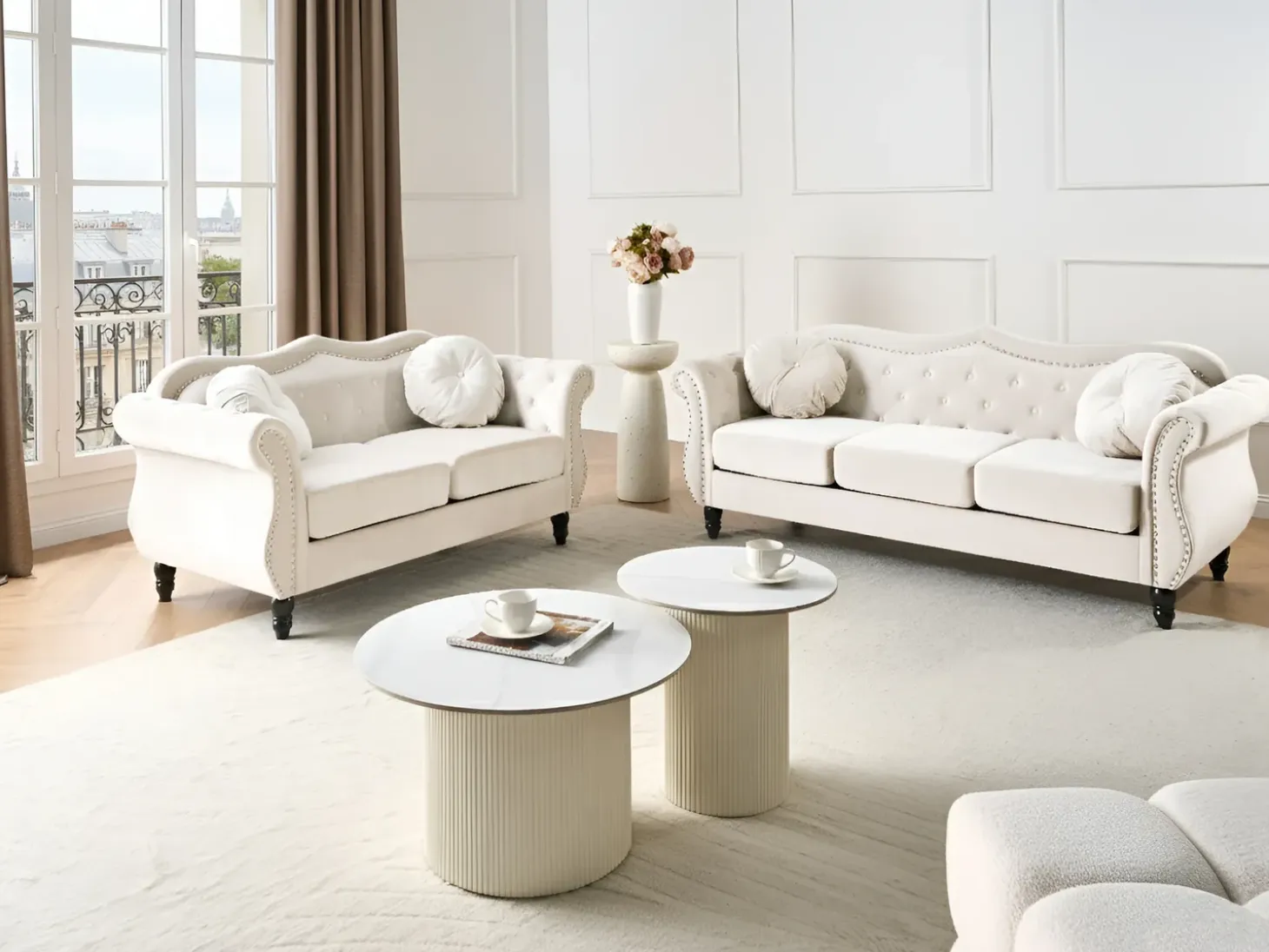 Sofa 2 personers SKIEN Velour Lys Beige