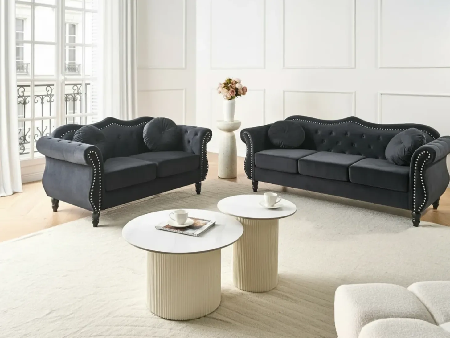 Sofa 2 personers SKIEN Velour Sort