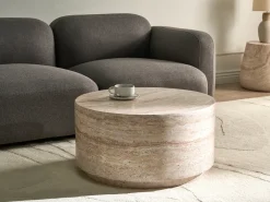Sofabord ASIERIO 70 cm 70 cm Travertin Effekt