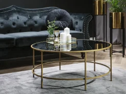 Sofabord FLORENCE Glas Sort/guld