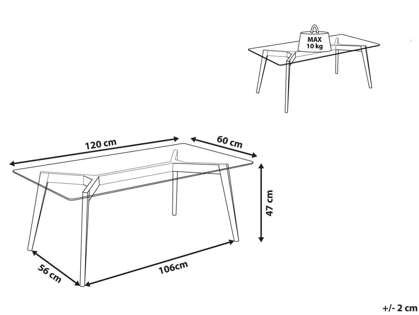 Sofabord HUDSON Glas Transparent