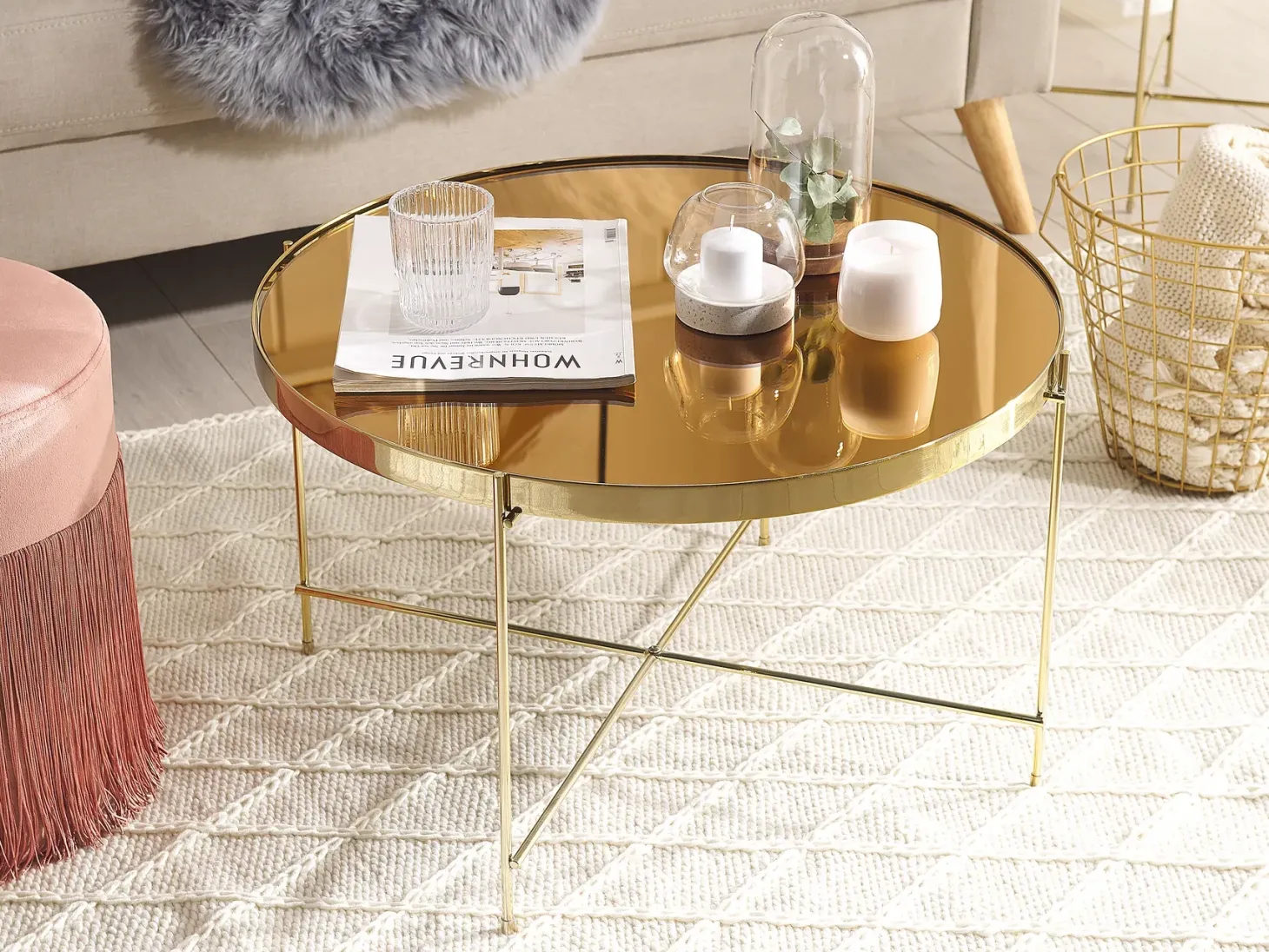 Sofabord LUCEA Hærdet glas Guld