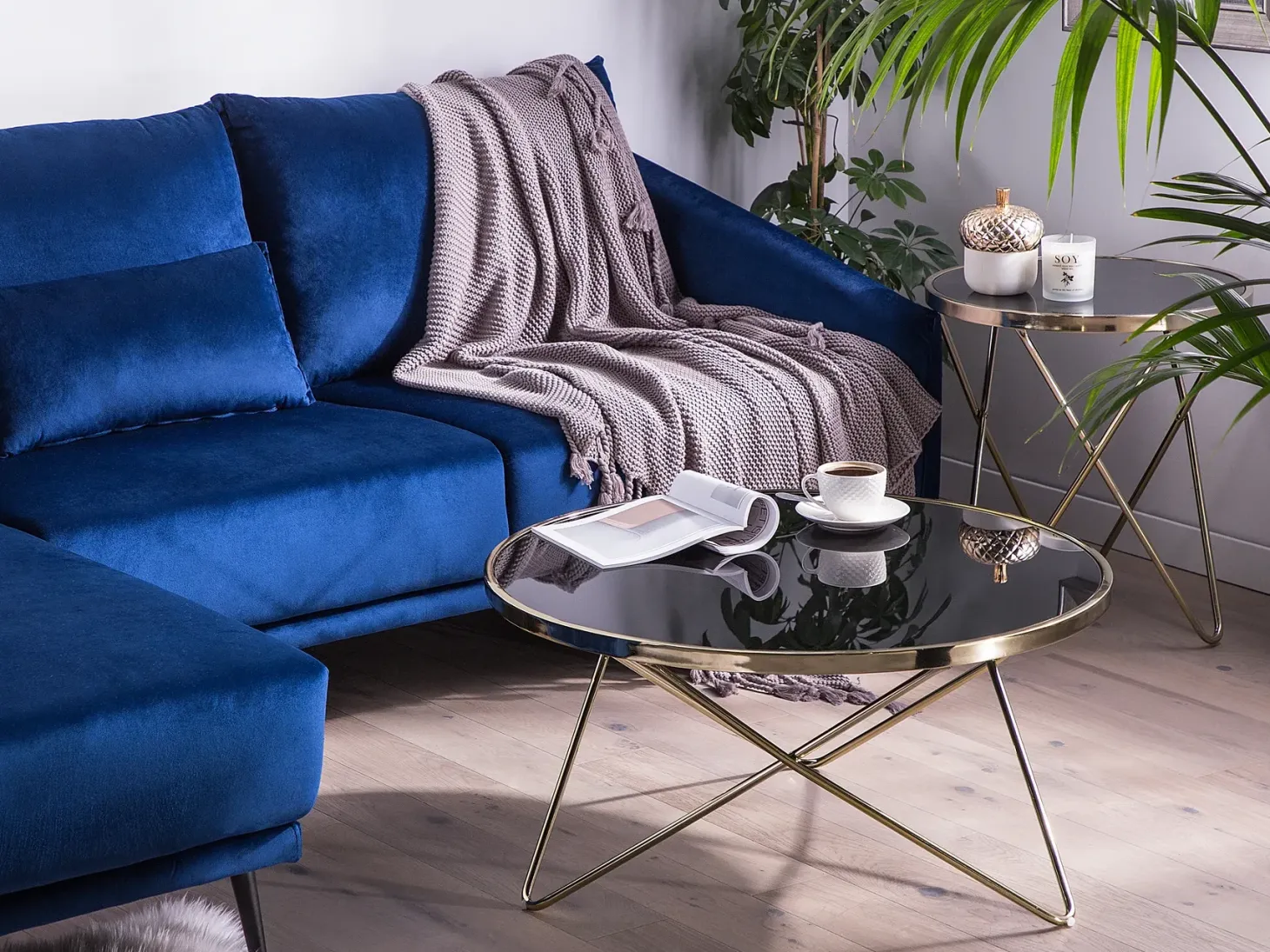 Sofabord MERIDIAN Hærdet glas Sort/guld