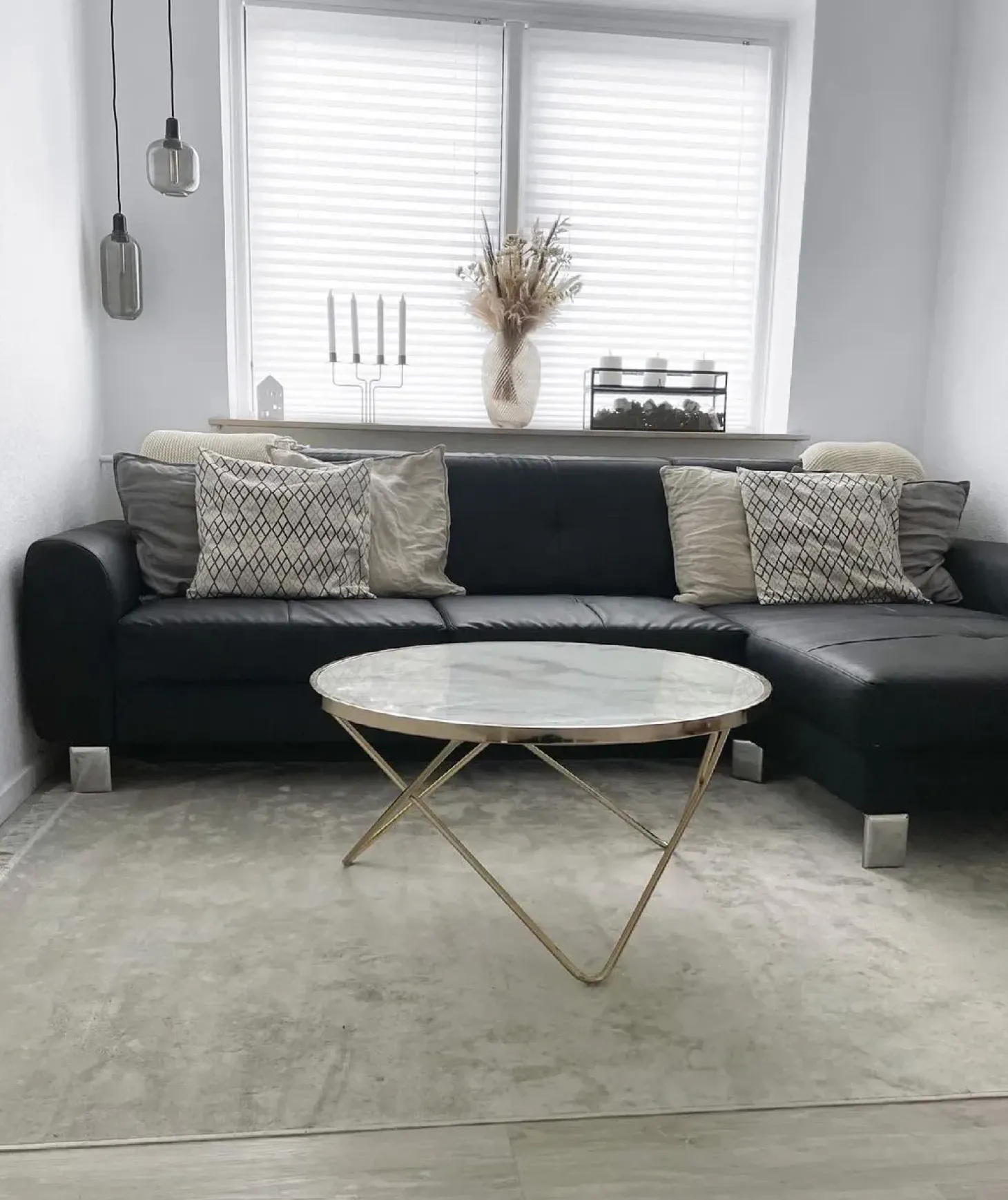 Sofabord MERIDIAN Hærdet glas Marmor/guld