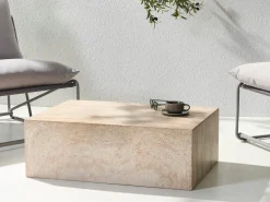 Sofabord NOBRES 90 cm 66 cm Travertin Effekt