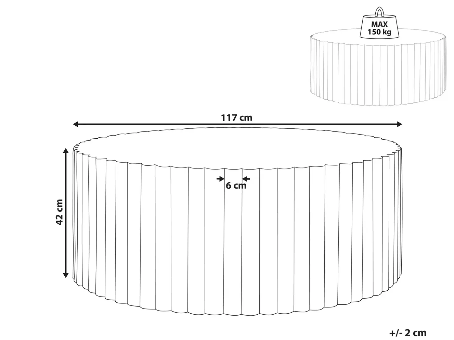 Sofabord POZZA 117 cm 117 cm Grå