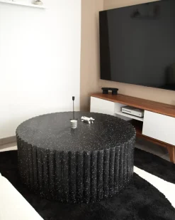 Sofabord POZZA II 106 cm 106 cm Terrazzo effekt Sort terrazzo