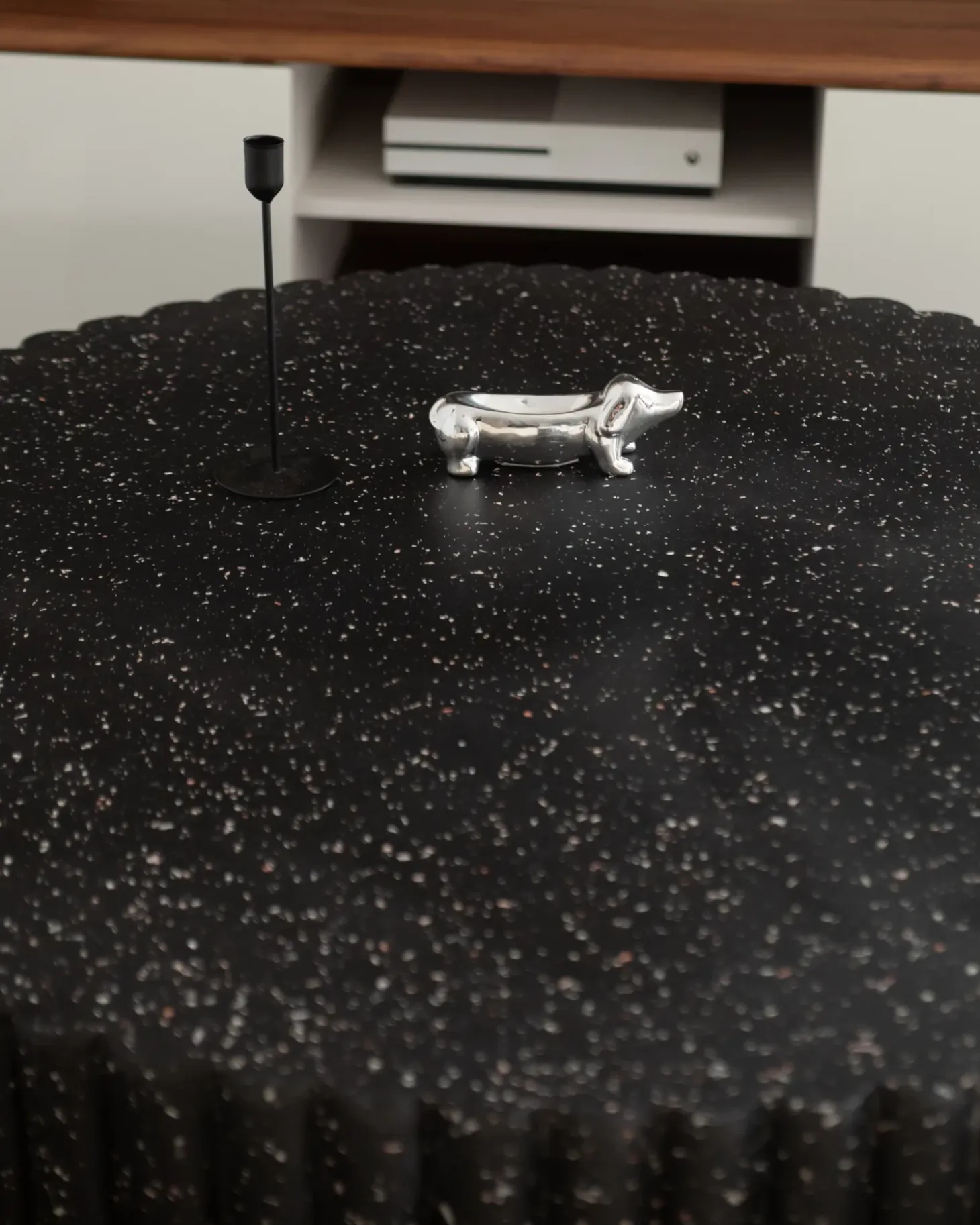 Sofabord POZZA II 106 cm 106 cm Terrazzo effekt Sort terrazzo