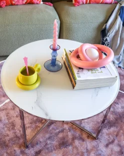 Sofabord QUINCY Hærdet glas Marmor/sølv
