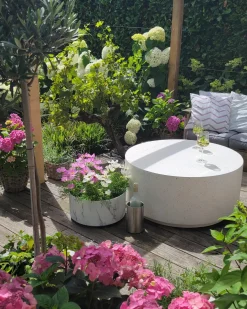 Sofabord TREZZO 90 cm 90 cm Terrazzo effekt Hvid terrazzo