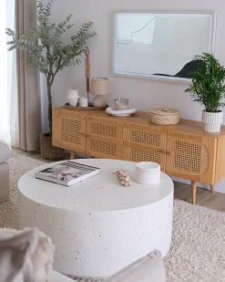 Sofabord TREZZO 90 cm 90 cm Terrazzo effekt Hvid terrazzo