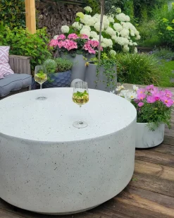 Sofabord TREZZO 90 cm 90 cm Terrazzo effekt Hvid terrazzo