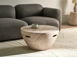 Sofabord VICARELLO 68 cm 68 cm Travertin Effekt