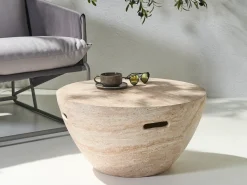 Sofabord VICARELLO 68 cm 68 cm Travertin Effekt