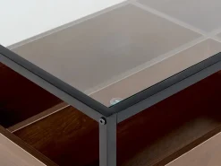 Sofabord WACO Hærdet glas Sort med opbevaring