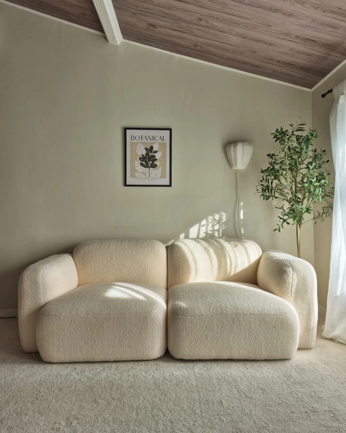 Sofa 3 personers AFOSS Boucle Cremehvid