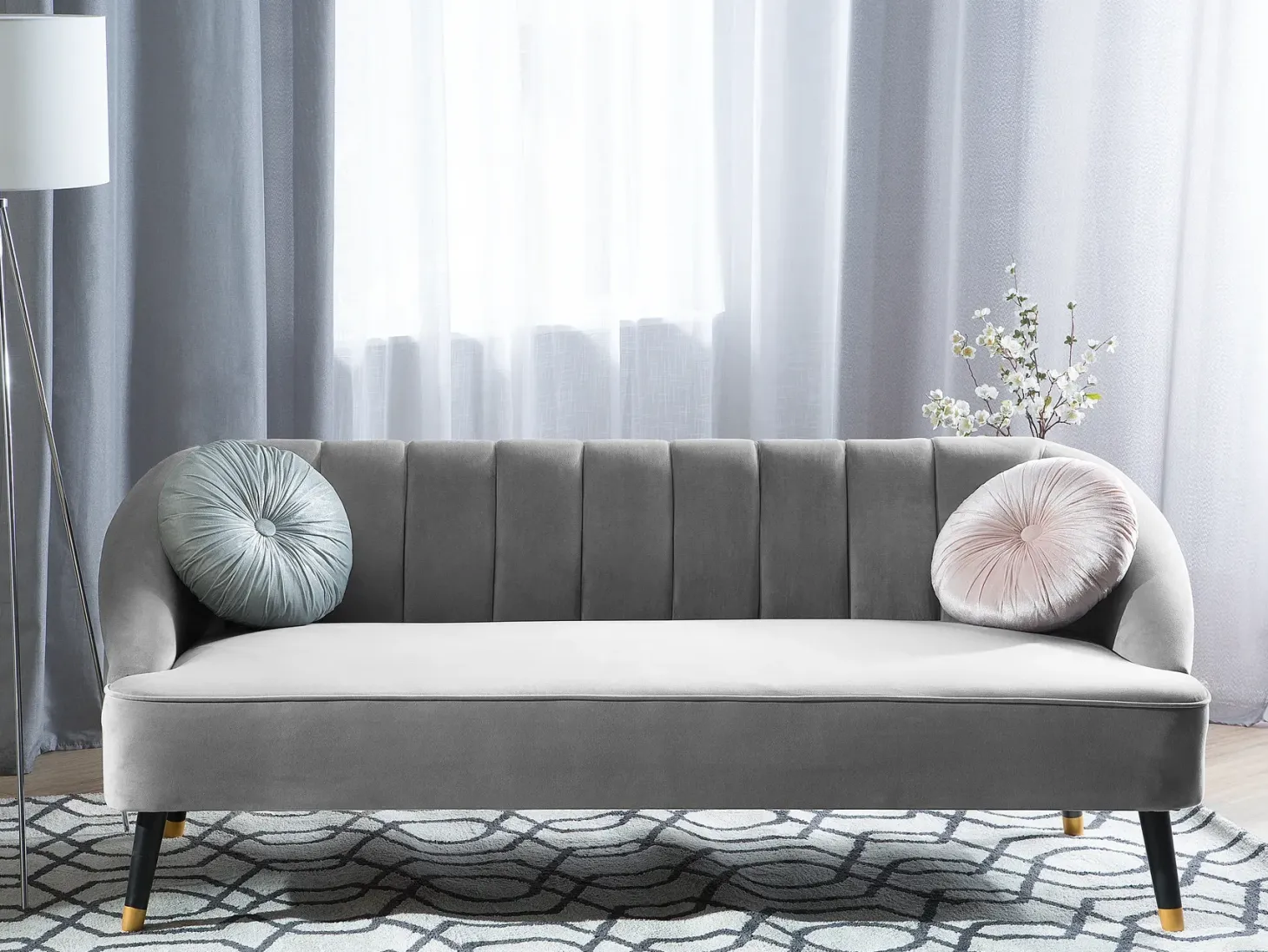 Sofa 3 personers ALSVAG Velour Lysegrå