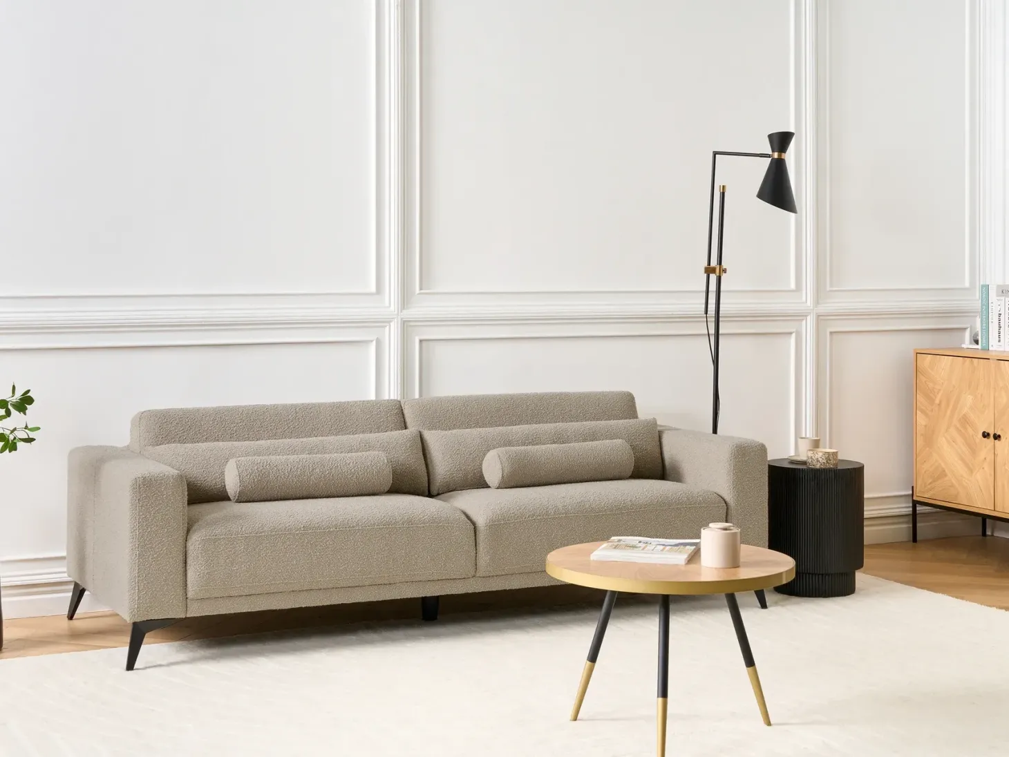 Sofa 3 personers ANGE Boucle Brungrå