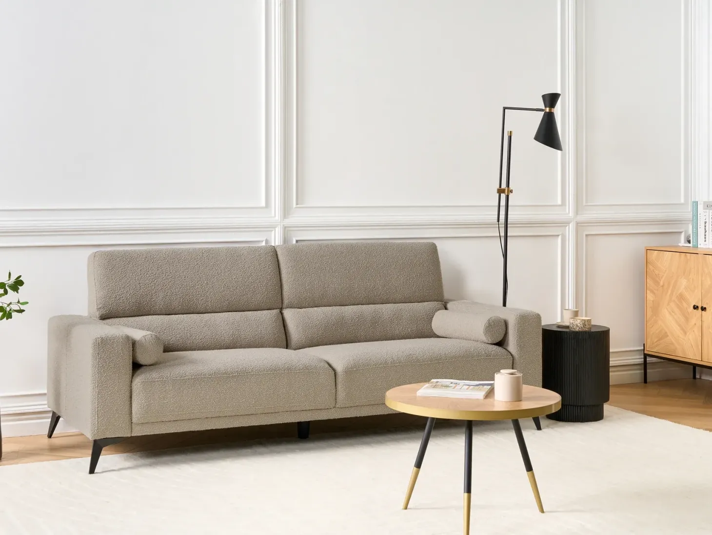 Sofa 3 personers ANGE Boucle Brungrå