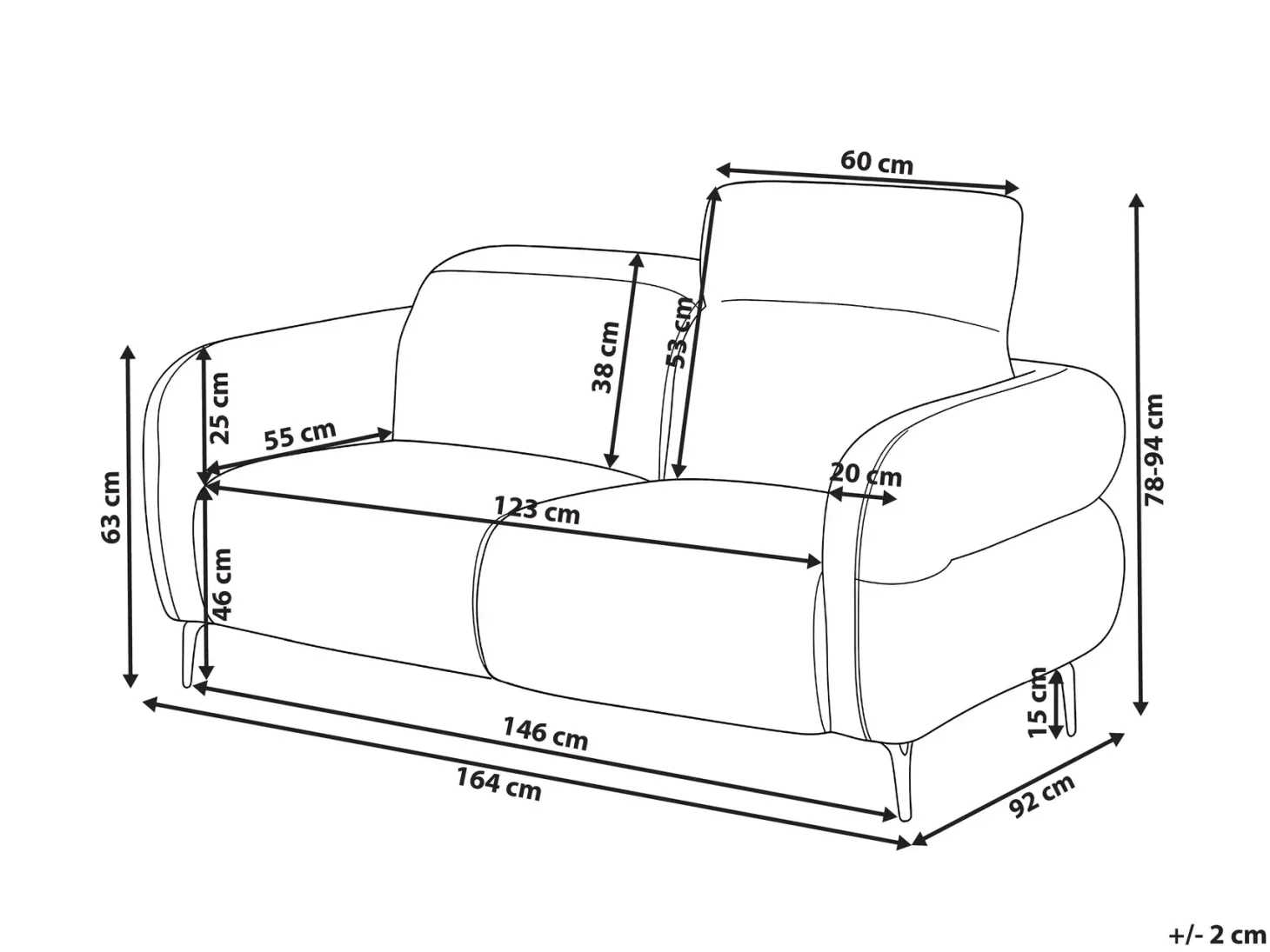 Sofa 2 personers ARTUNA Boucle Beige