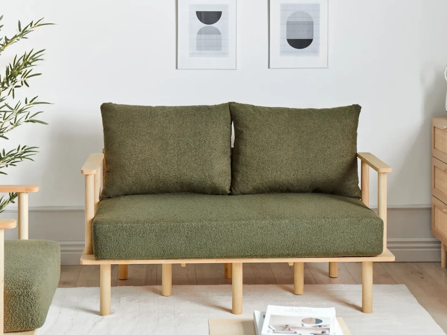 Sofa 2 personers ASKER Boucle Mørkegrøn
