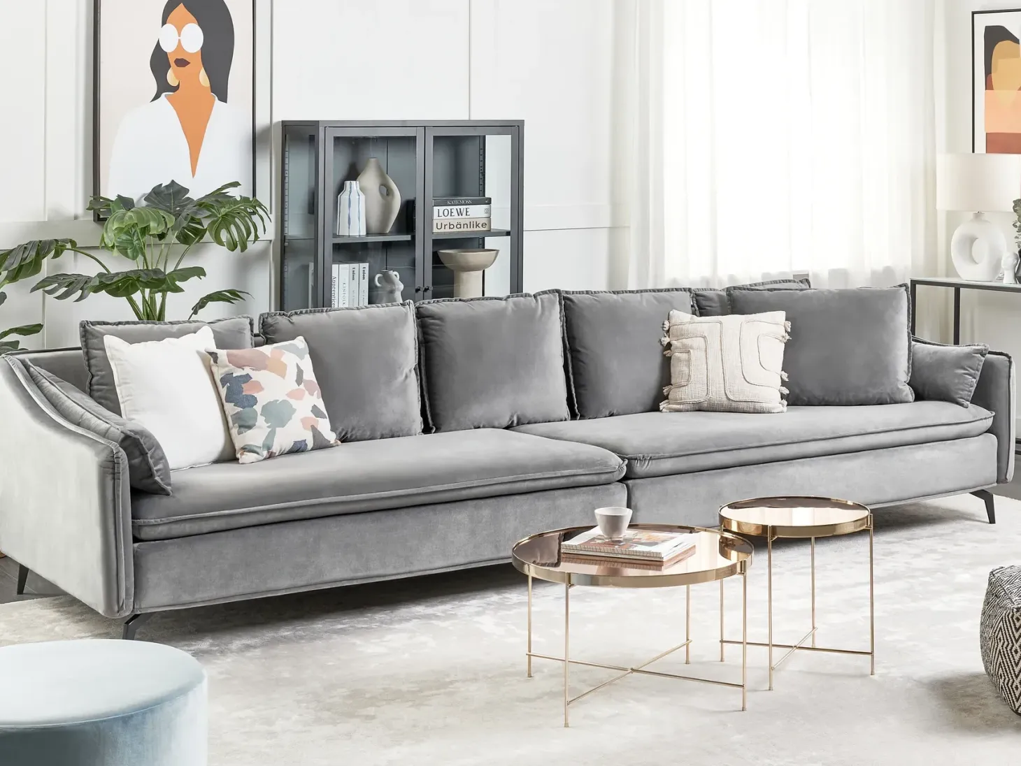 Sofa 4 personers AURE Velour Lysegrå