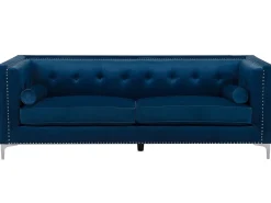 Sofa 3 personers AVALDSENES Velour Navy Blå