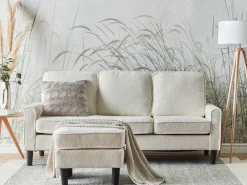 Sofa 3 personers AVESTA Boucle Hvid med fodskammel