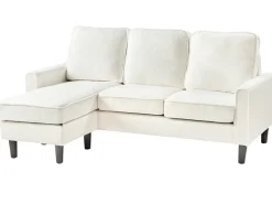 Sofa 3 personers AVESTA Boucle Hvid med fodskammel