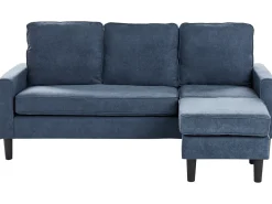 Sofa 3 personers AVESTA Mørkeblå med fodskammel