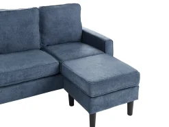 Sofa 3 personers AVESTA Mørkeblå med fodskammel