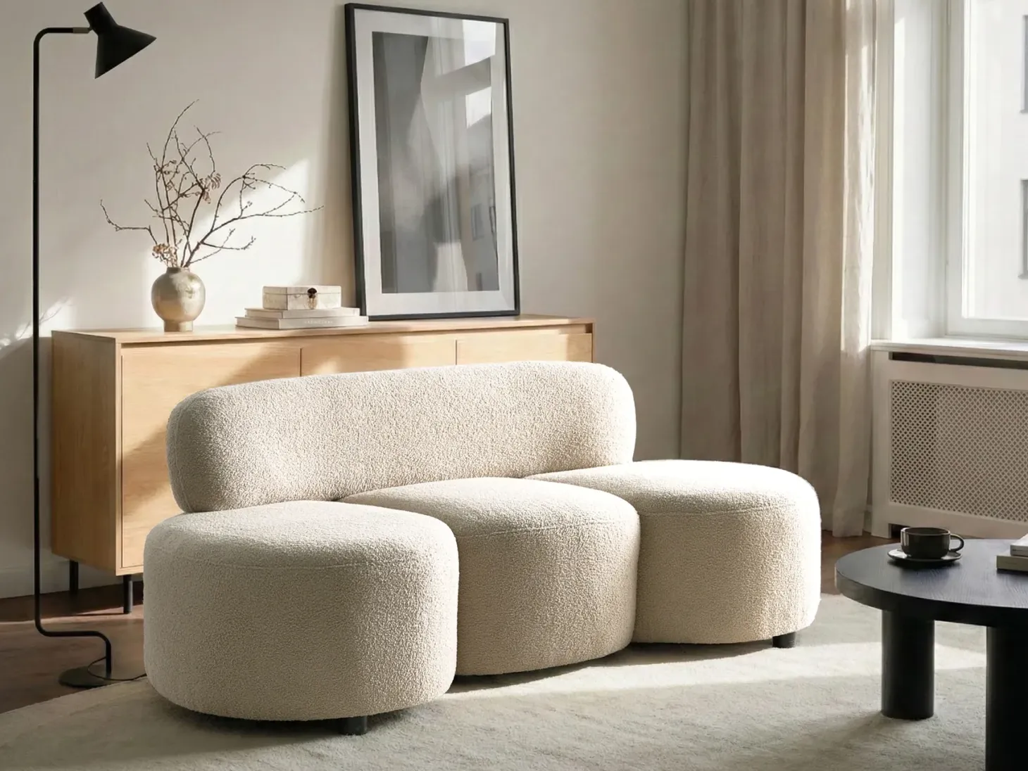 Sofa 3 personers BLAVAND Boucle Beige