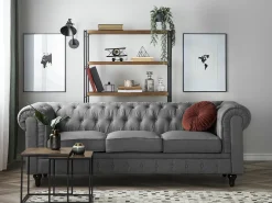 Sofa 3 personers CHESTERFIELD Lysegrå