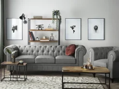 Sofa 3 personers CHESTERFIELD Lysegrå
